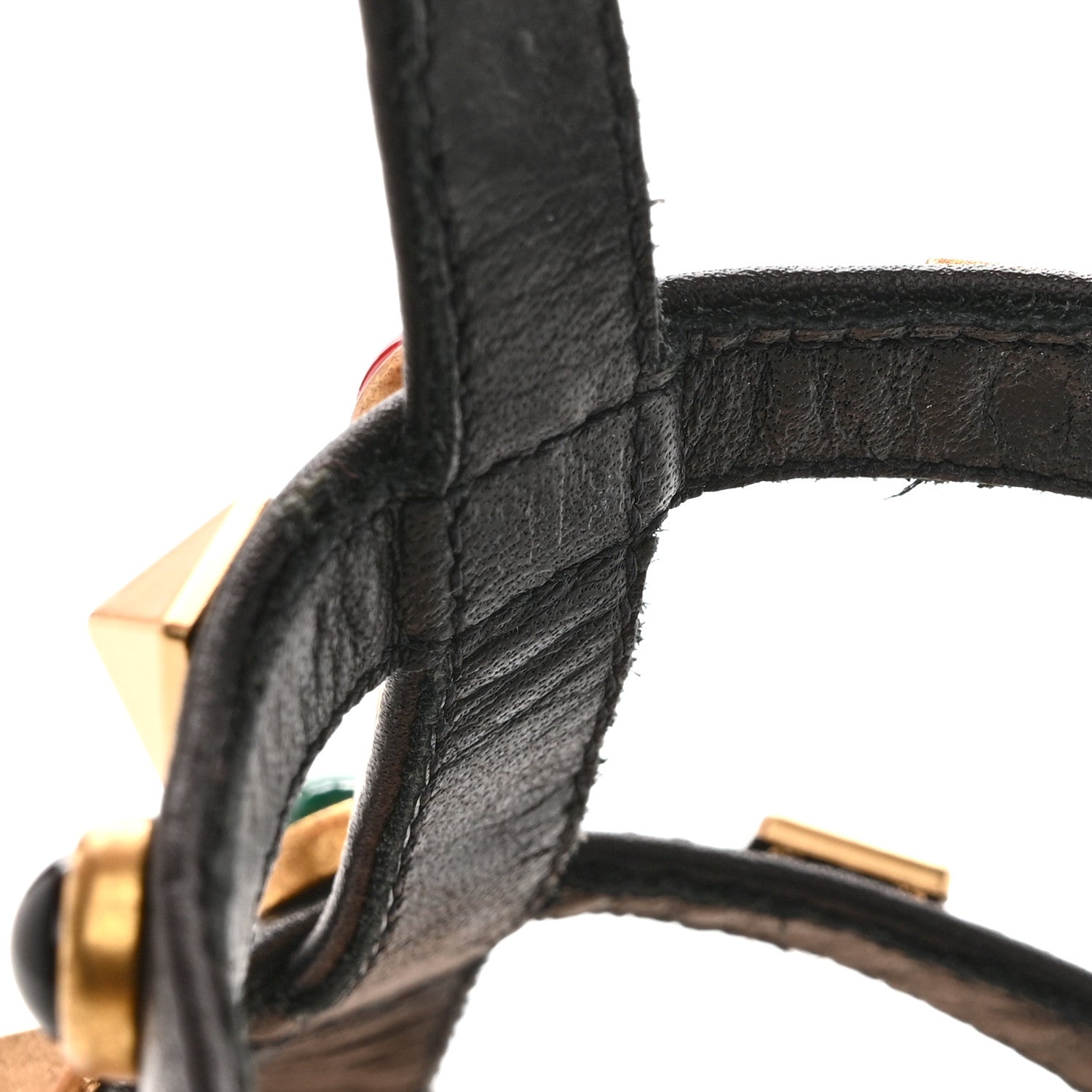 Valentino Garavani Calfskin Rockstud Rolling Ankle Wrap Flat Thong Sandals 37 Black 10 of 10