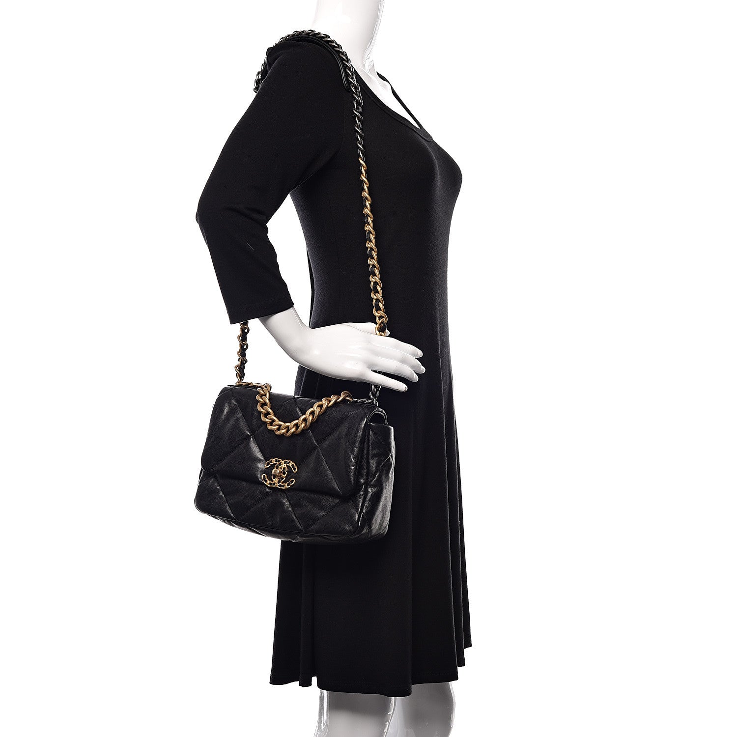 Chanel Lambskin Quilted Medium 19 Flap Black 2 of 11
