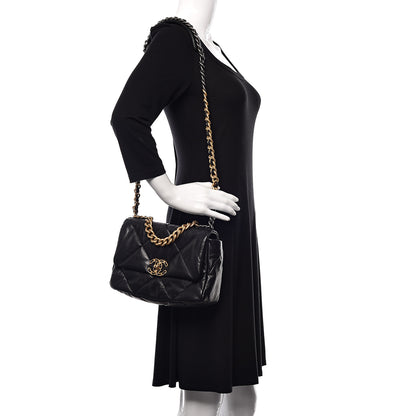 Chanel Lambskin Quilted Medium 19 Flap Black 2 of 11