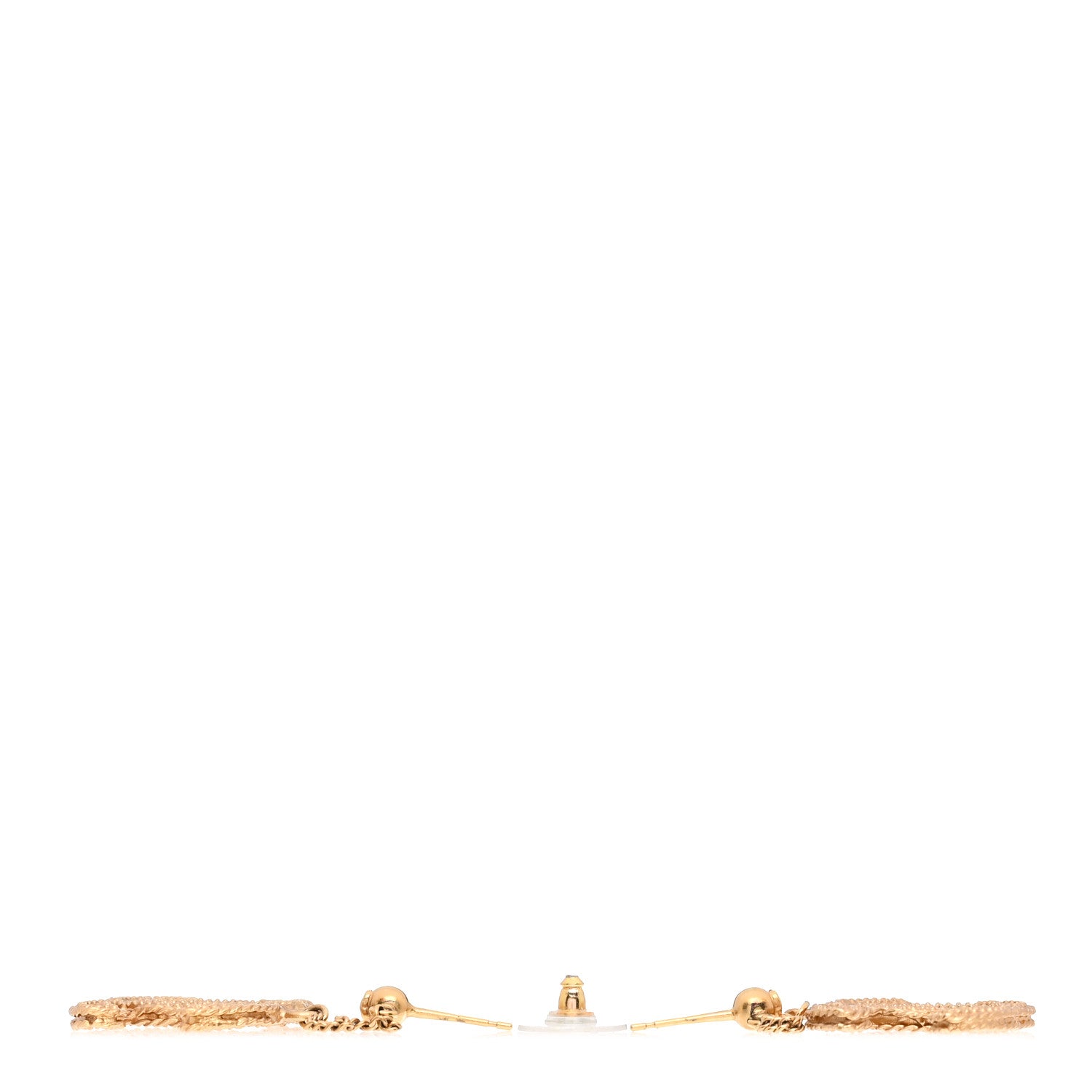 Chanel CC Drop Earrings Matte Gold 3 of 4