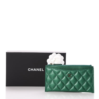 Chanel Metallic Caviar Quilted Classic Zip Pouch Green 8 of 8
