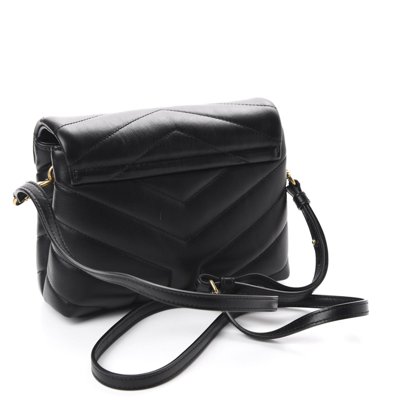 Calfskin Y Quilted Monogram Toy Loulou Crossbody Bag Black
