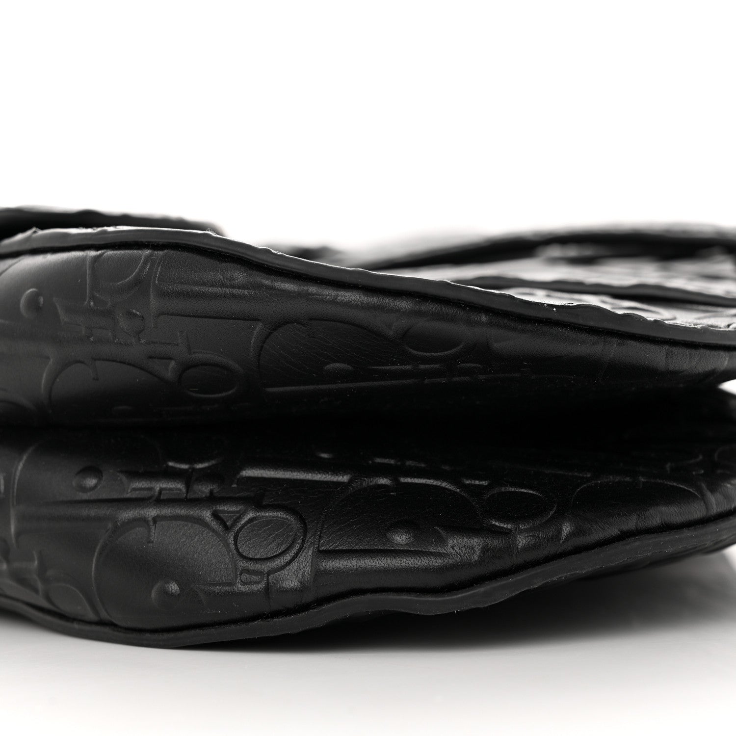 Christian Dior Calfskin Embossed Oblique Saddle Bag Black 9 of 16