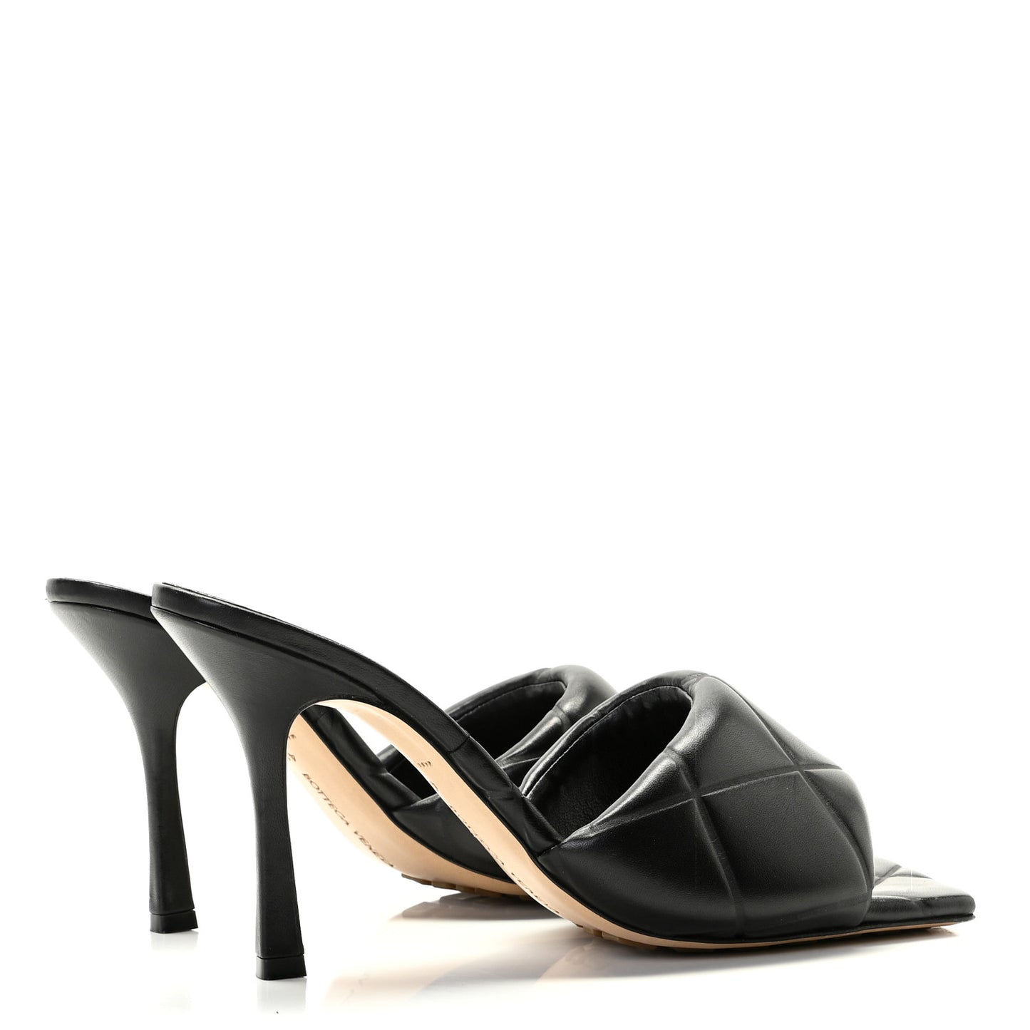 Nappa Quilted Rubber Lido Mule Sandals 41 Black
