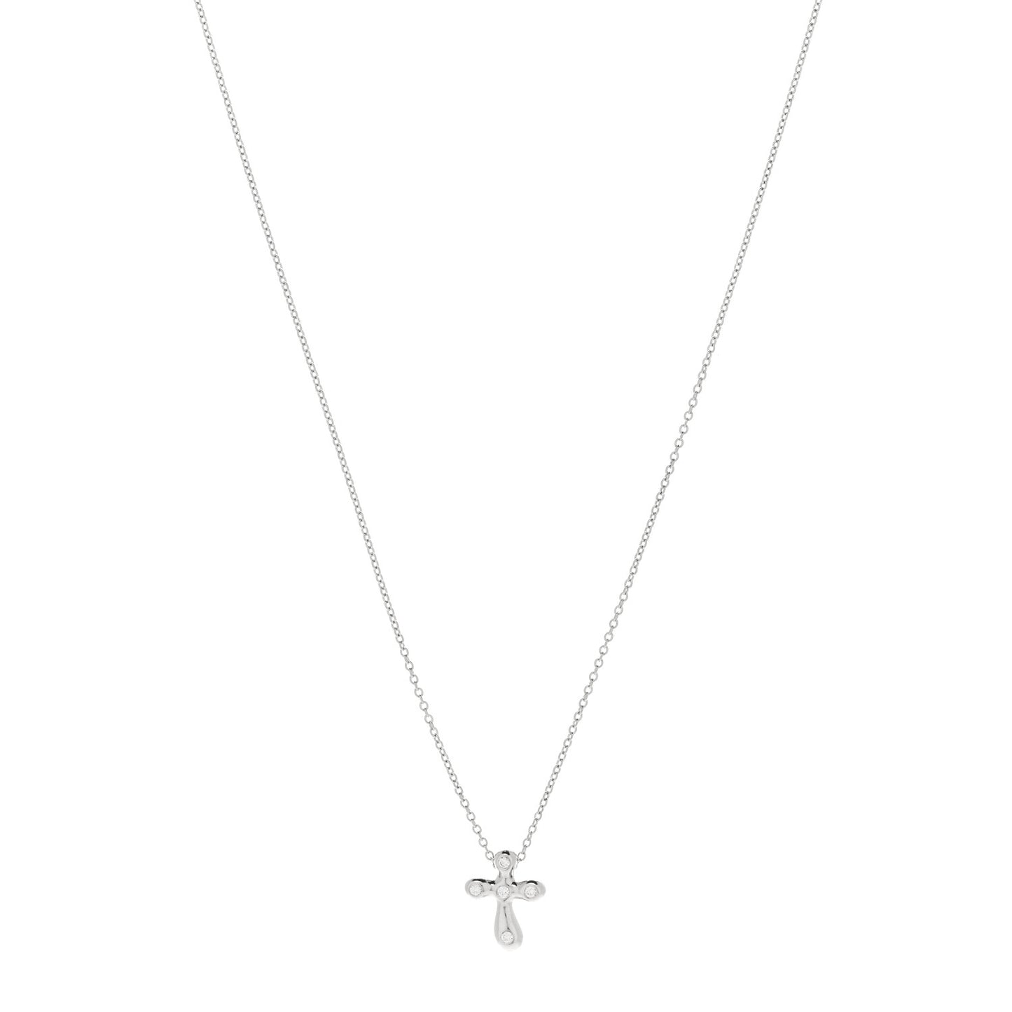 Platinum Diamond 9mm Elsa Peretti Cross Pendant Necklace