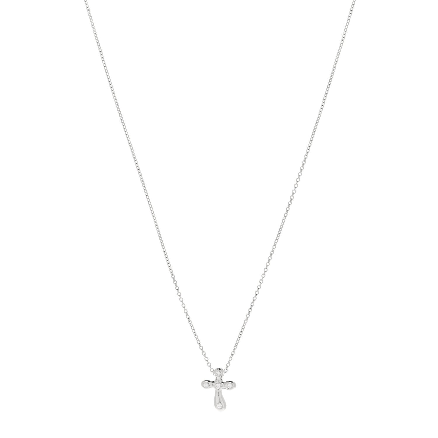 Tiffany Platinum Diamond 9mm Elsa Peretti Cross Pendant Necklace 1 of 5