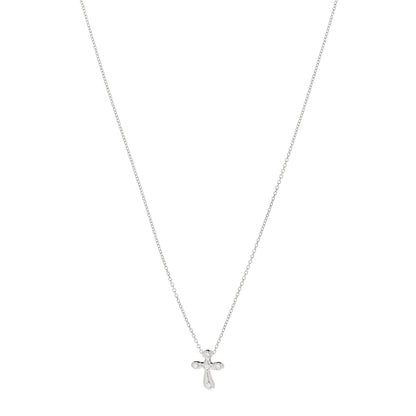 Tiffany Platinum Diamond 9mm Elsa Peretti Cross Pendant Necklace 1 of 5