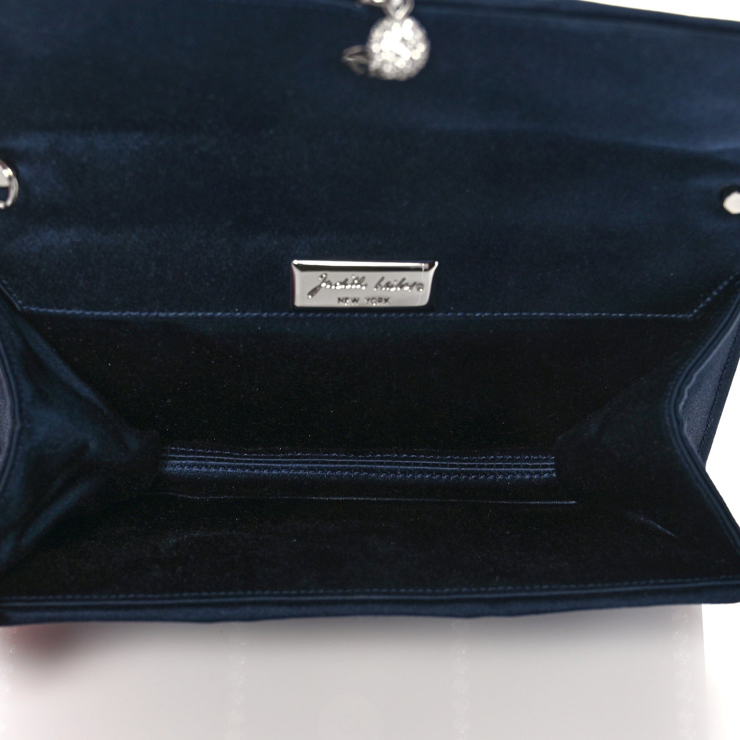Crystal Satin Clutch Navy Blue