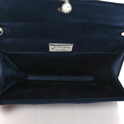 Judith Leiber Crystal Satin Clutch Navy Blue 4 of 9