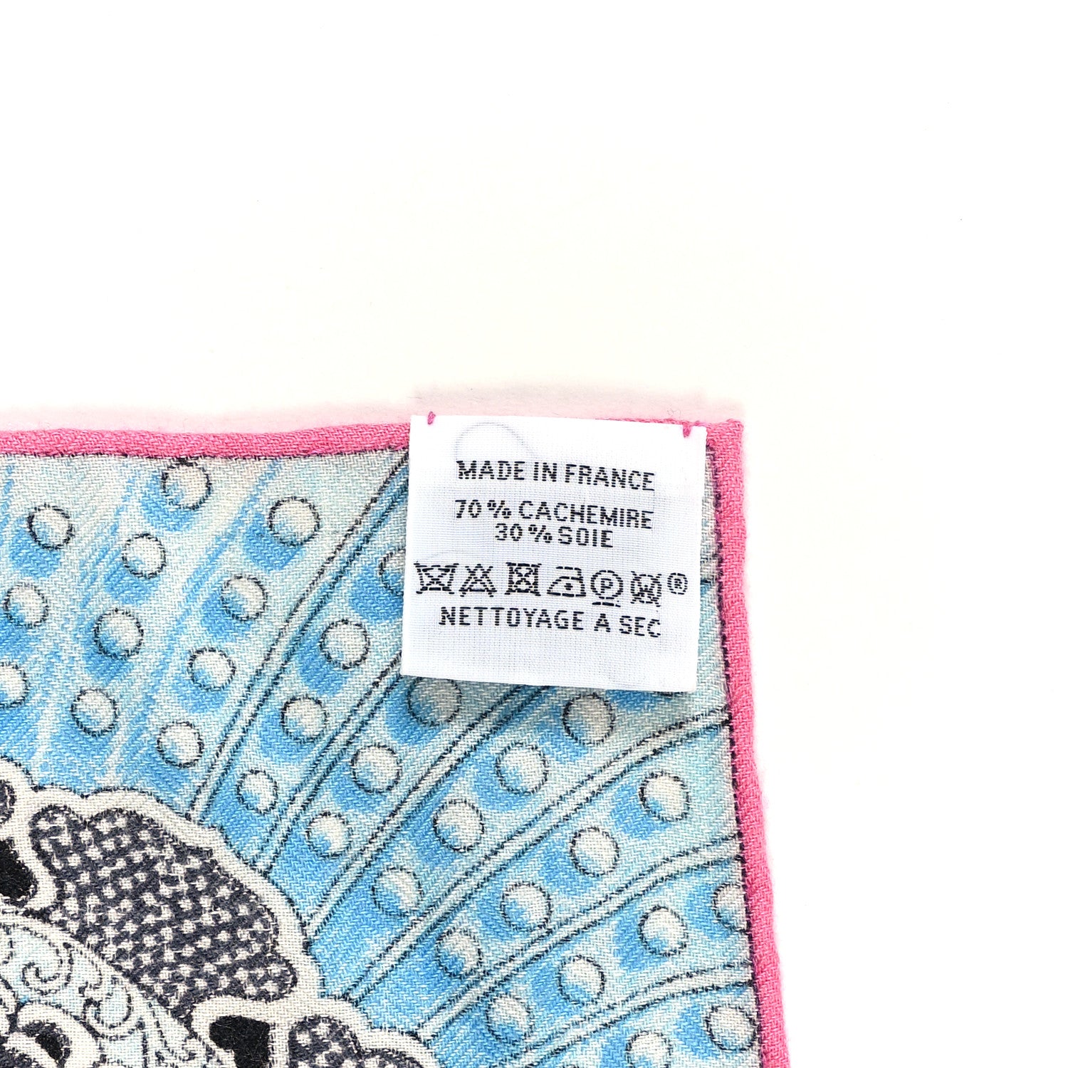 Hermes Cashmere Silk Parures De Samourais Shawl 140 Blanc Turquoise Vert 3 of 3