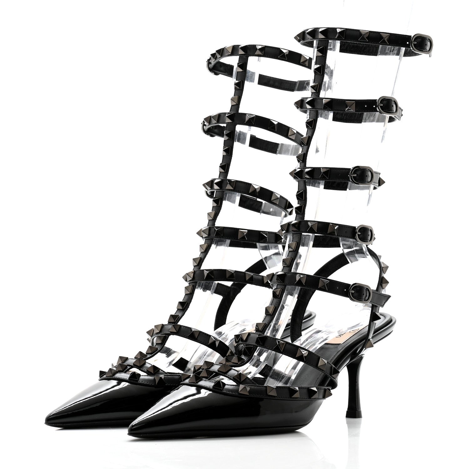 Valentino Garavani Patent Monochrome Rockstud 70mm Pumps 40.5 Black 3 of 11