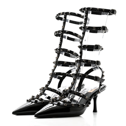 Valentino Garavani Patent Monochrome Rockstud 70mm Pumps 40.5 Black 3 of 11