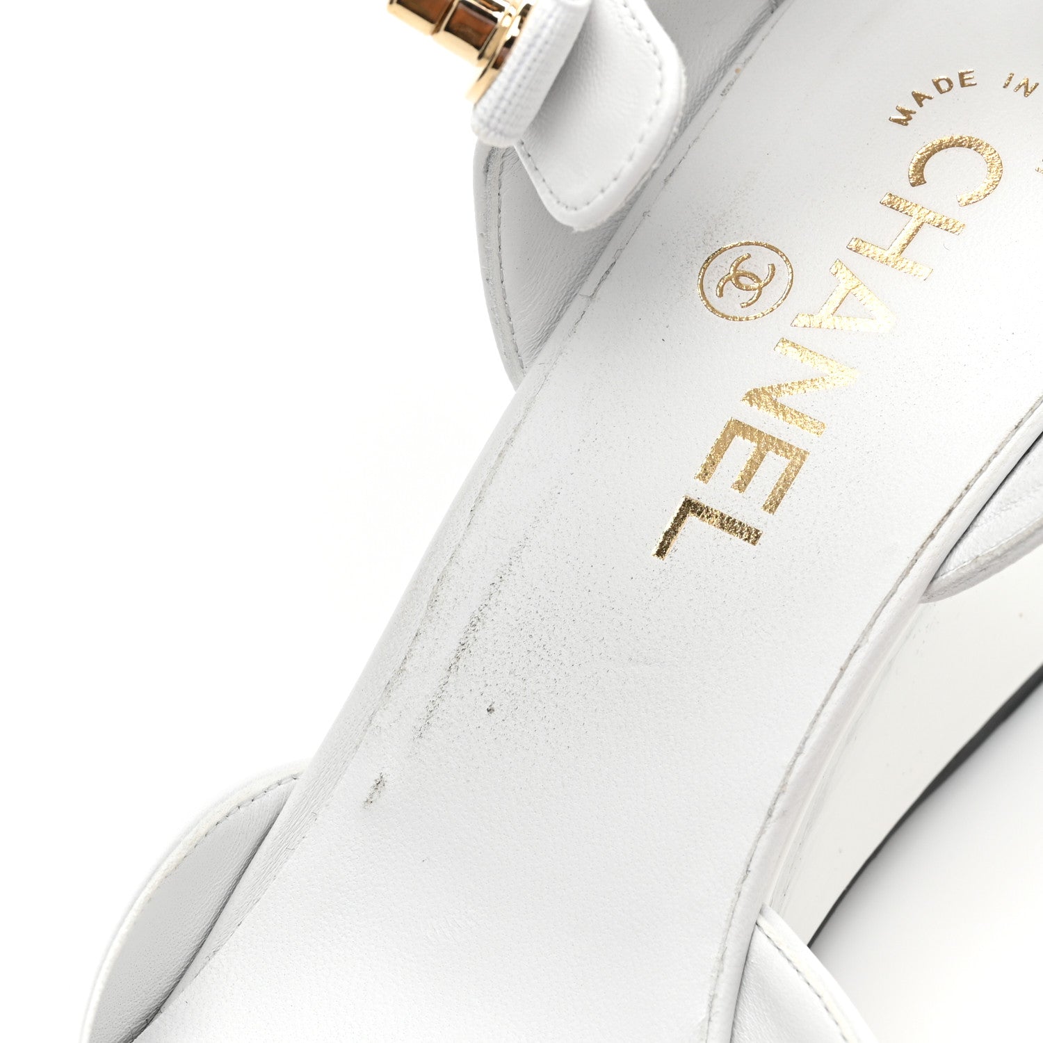 Chanel Lambskin Patent Cap Toe Mary Jane Wedge Pumps 41 White Black 12 of 14