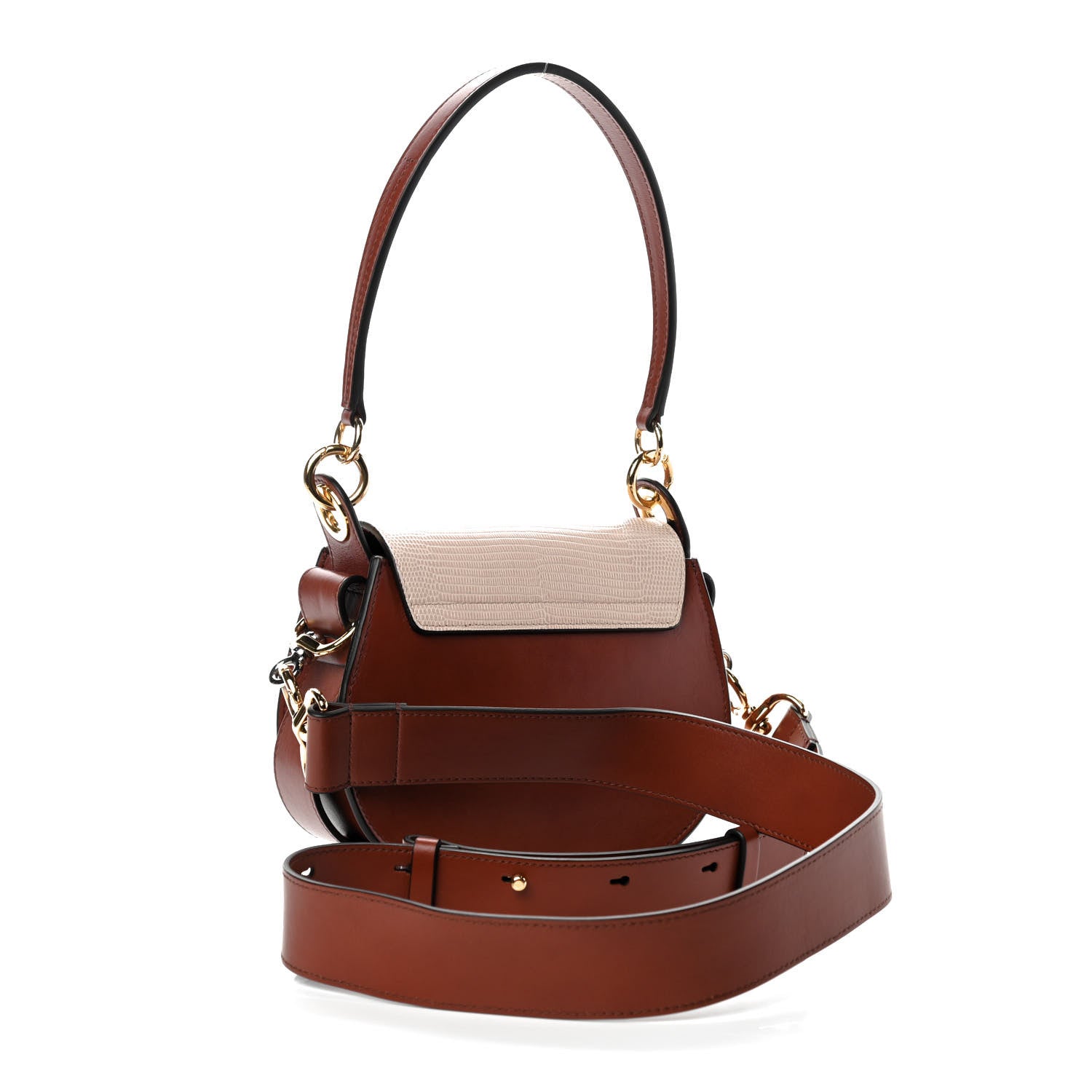 Chloe Calfskin Crocodile Embossed Small Tess Bag Pink Red 3 of 10