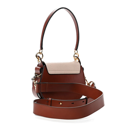 Chloe Calfskin Crocodile Embossed Small Tess Bag Pink Red 3 of 10