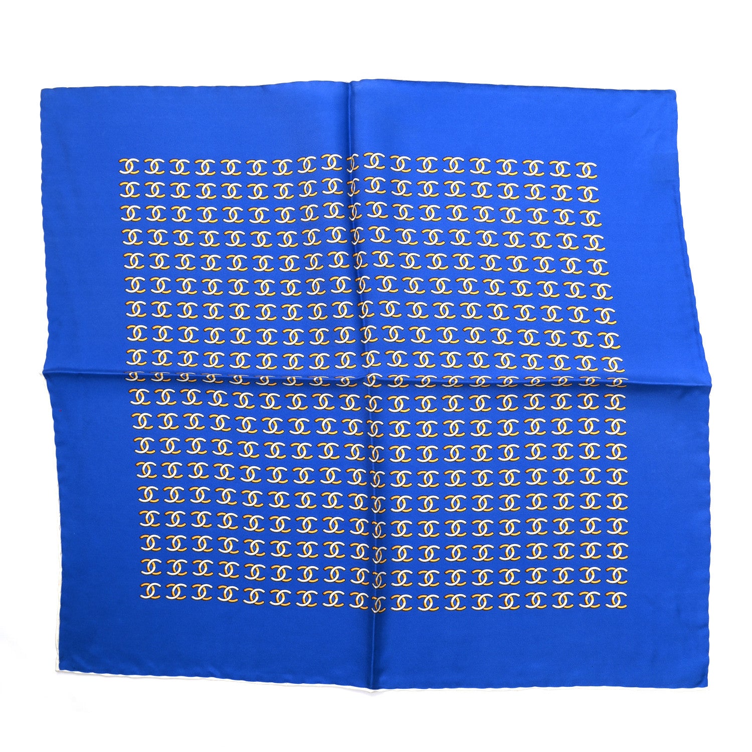 Chanel Silk Logo Square Scarf Blue 1 of 3