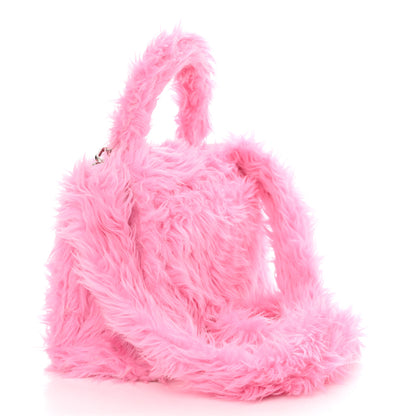 Balenciaga Faux Fur Medium Fluffy Hourglass Top Handle Bag Pink 3 of 13