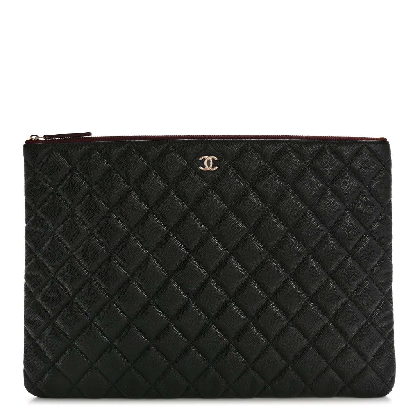 Caviar Quilted Large Cosmetic Case Black