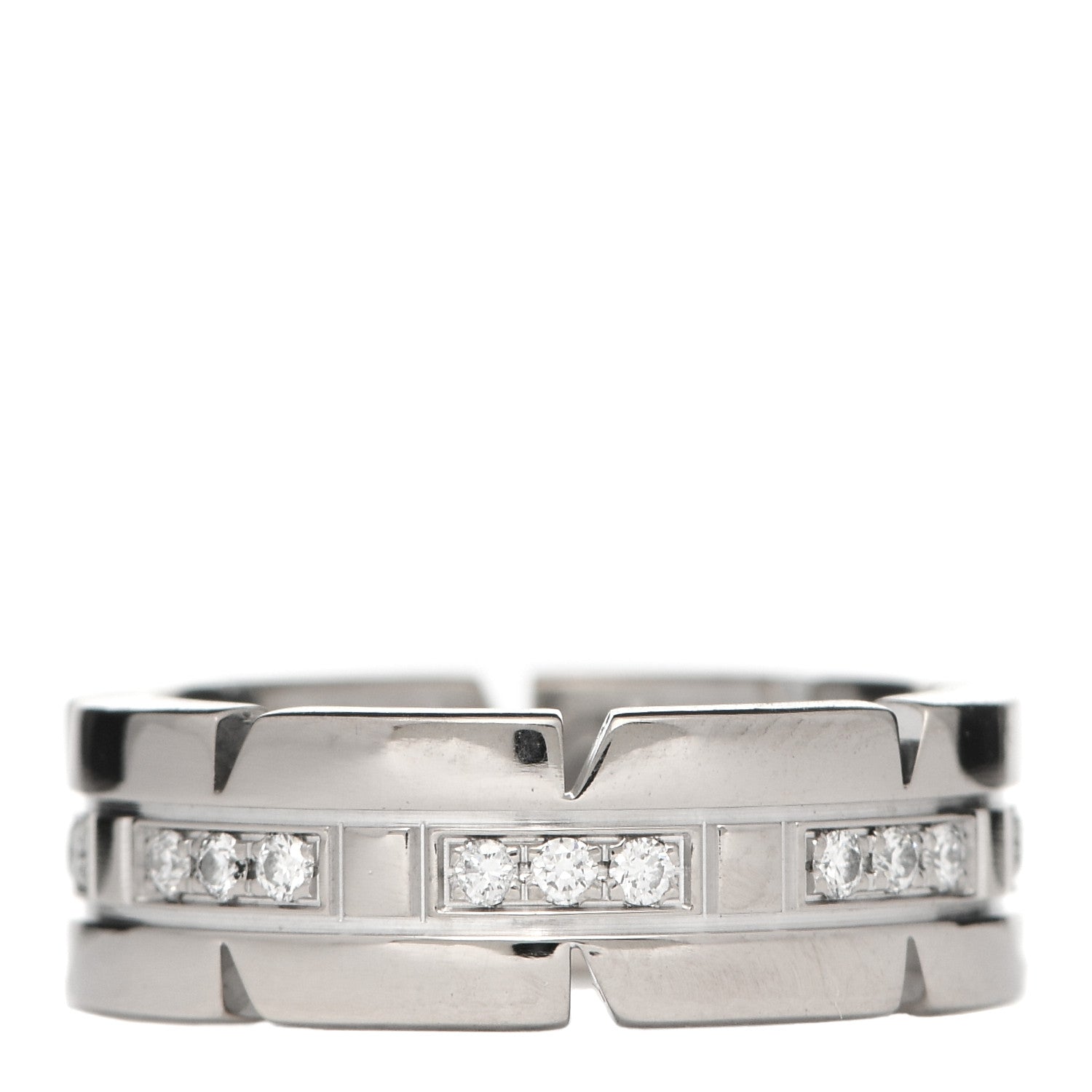 Cartier 18K White Gold Diamond Tank Francaise Band Ring 46 3.75 3 of 4