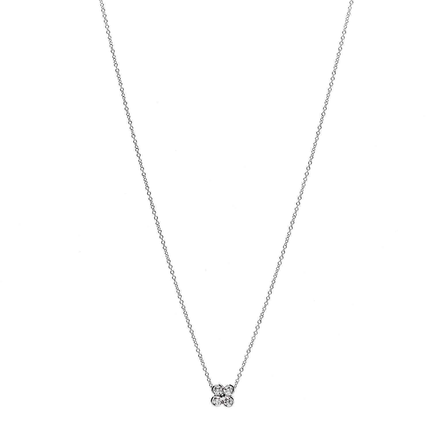 Tiffany Platinum Diamond .18ctw Flower Pendant Necklace 1 of 4