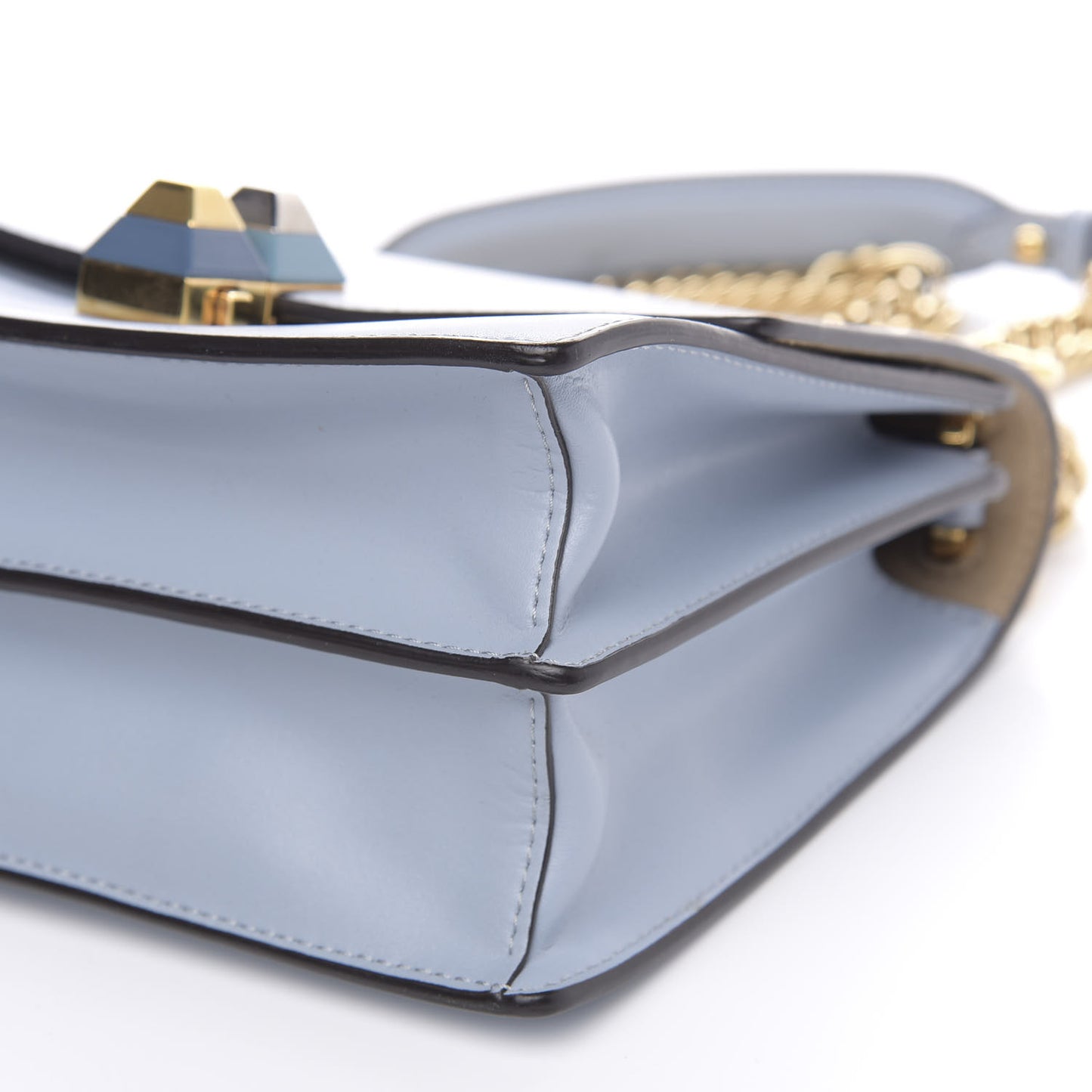 Vitello Liberty Studded Small Kan I Shoulder Bag Azzurro Polvere