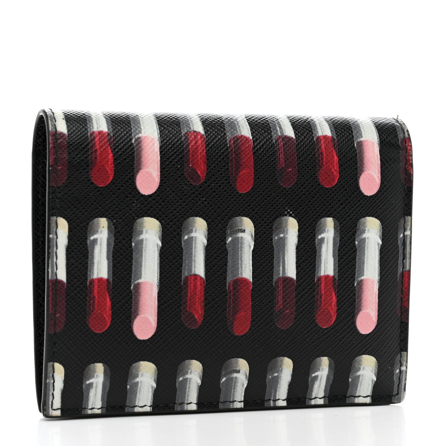 Saffiano Lipstick Print Bi-Fold Wallet Black