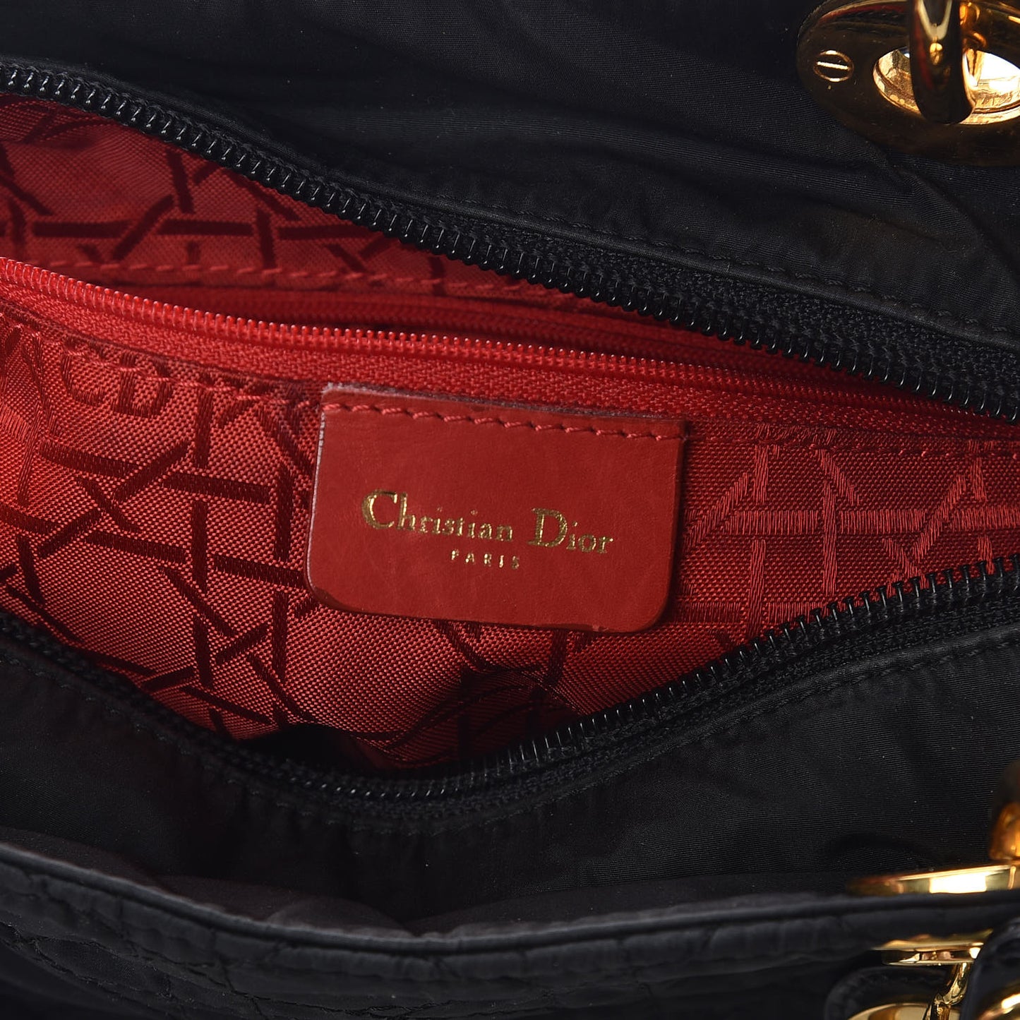 Nylon Cannage Medium Lady Dior Black