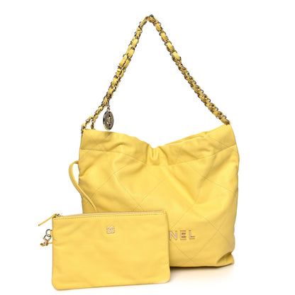 Chanel Shiny Caviar Quilted Small Chanel 22 Yellow 1 of 12