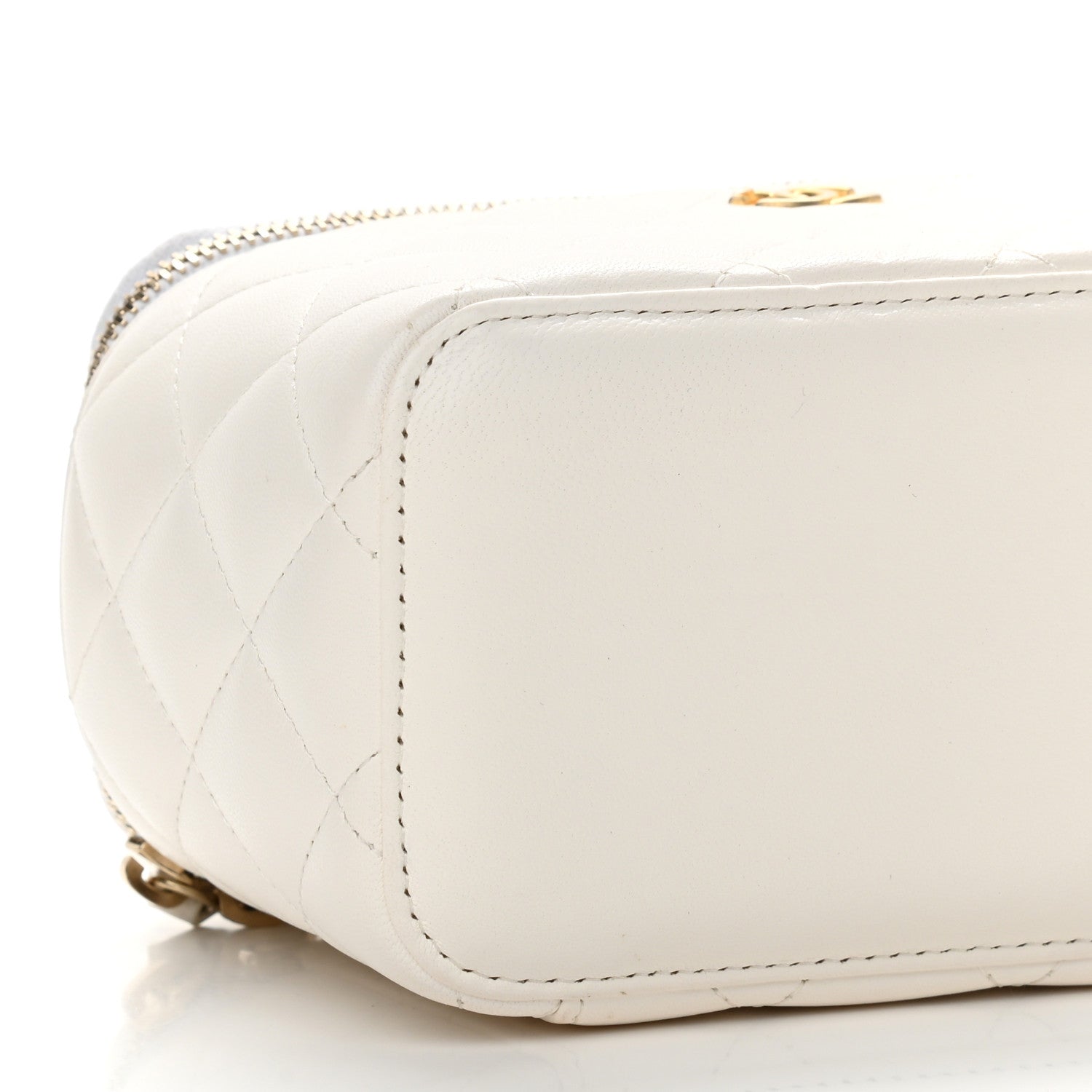 Chanel Lambskin Quilted Pearl Crush Small Vanity Case With Chain White 9 of 11