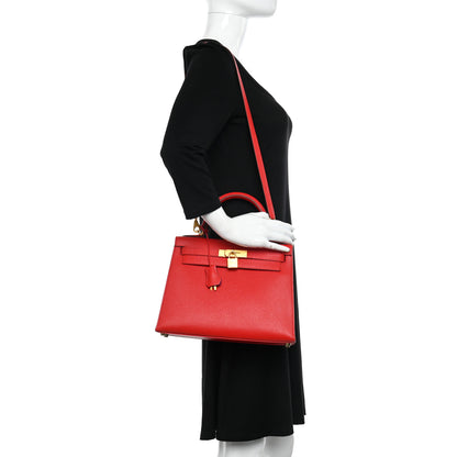 Hermes Chevre Mysore Horseshoe Kelly Sellier 28 Rouge De Coeur Rose Pourpre 2 of 11