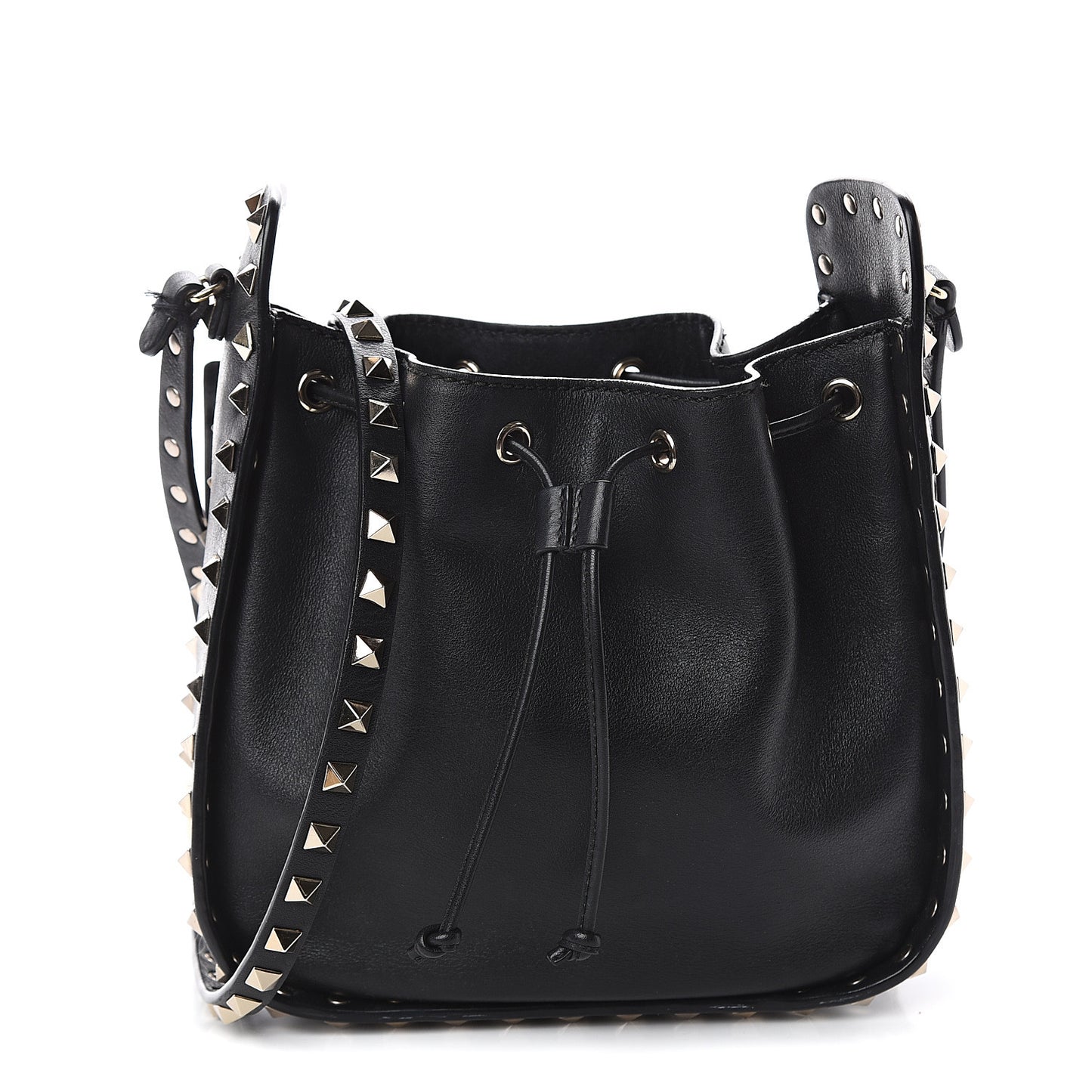 Vitello Rockstud Bucket Bag Black