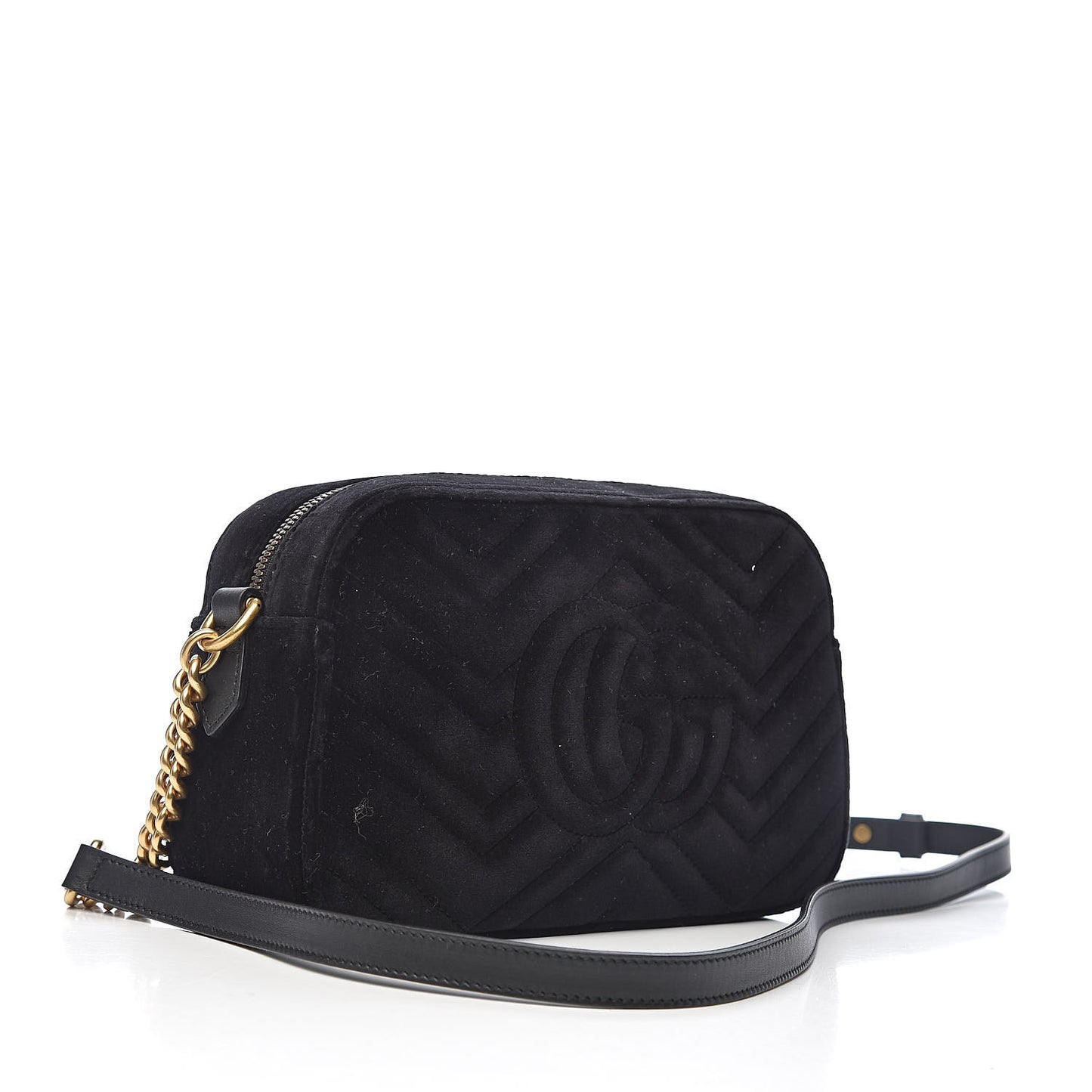 Velvet Matelasse Small GG Marmont Chain Shoulder Bag Black
