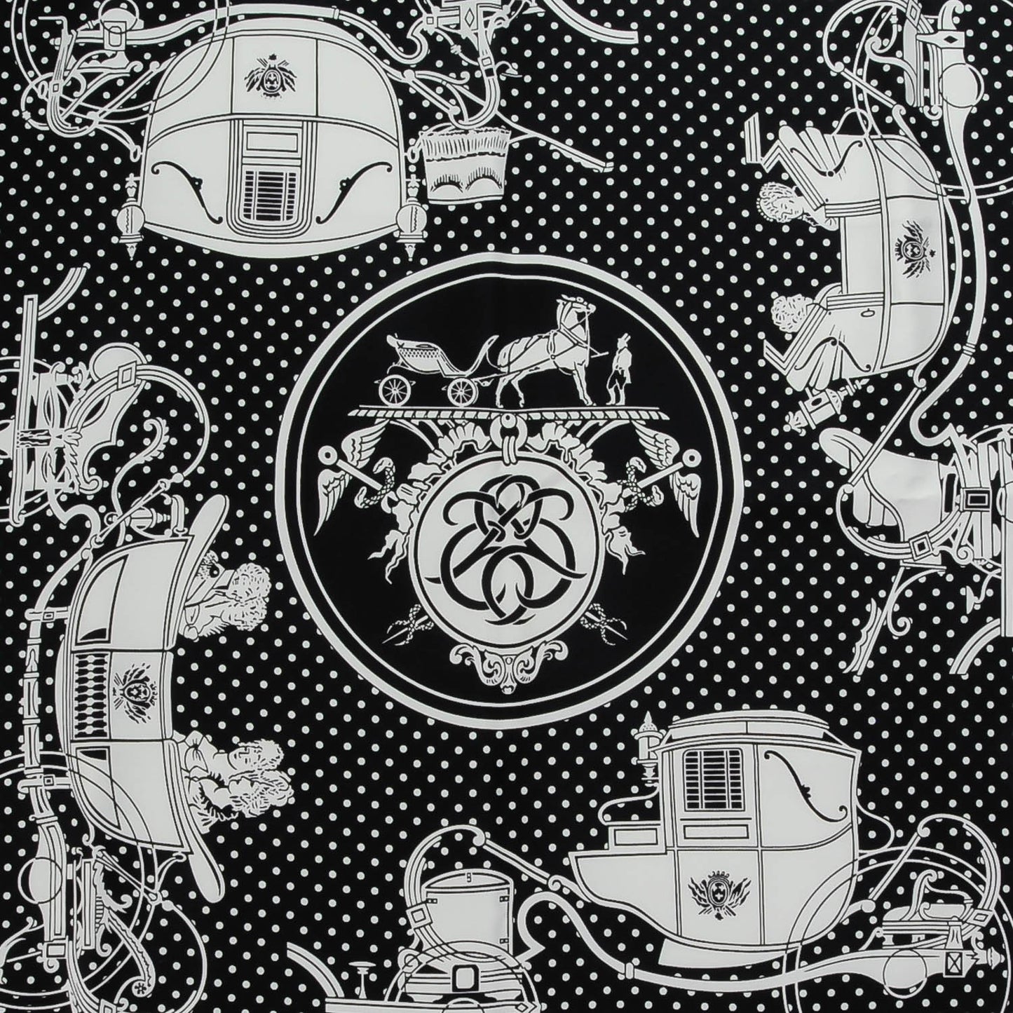 Silk Ex Libris Bandana Scarf 55 Black