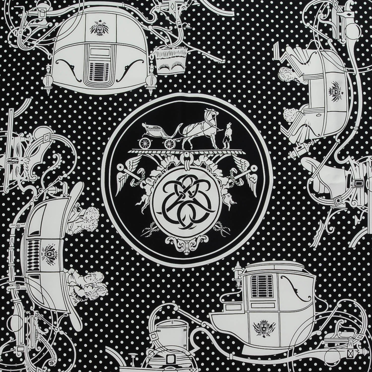 Hermes Silk Ex Libris Bandana Scarf 55 Black 1 of 5