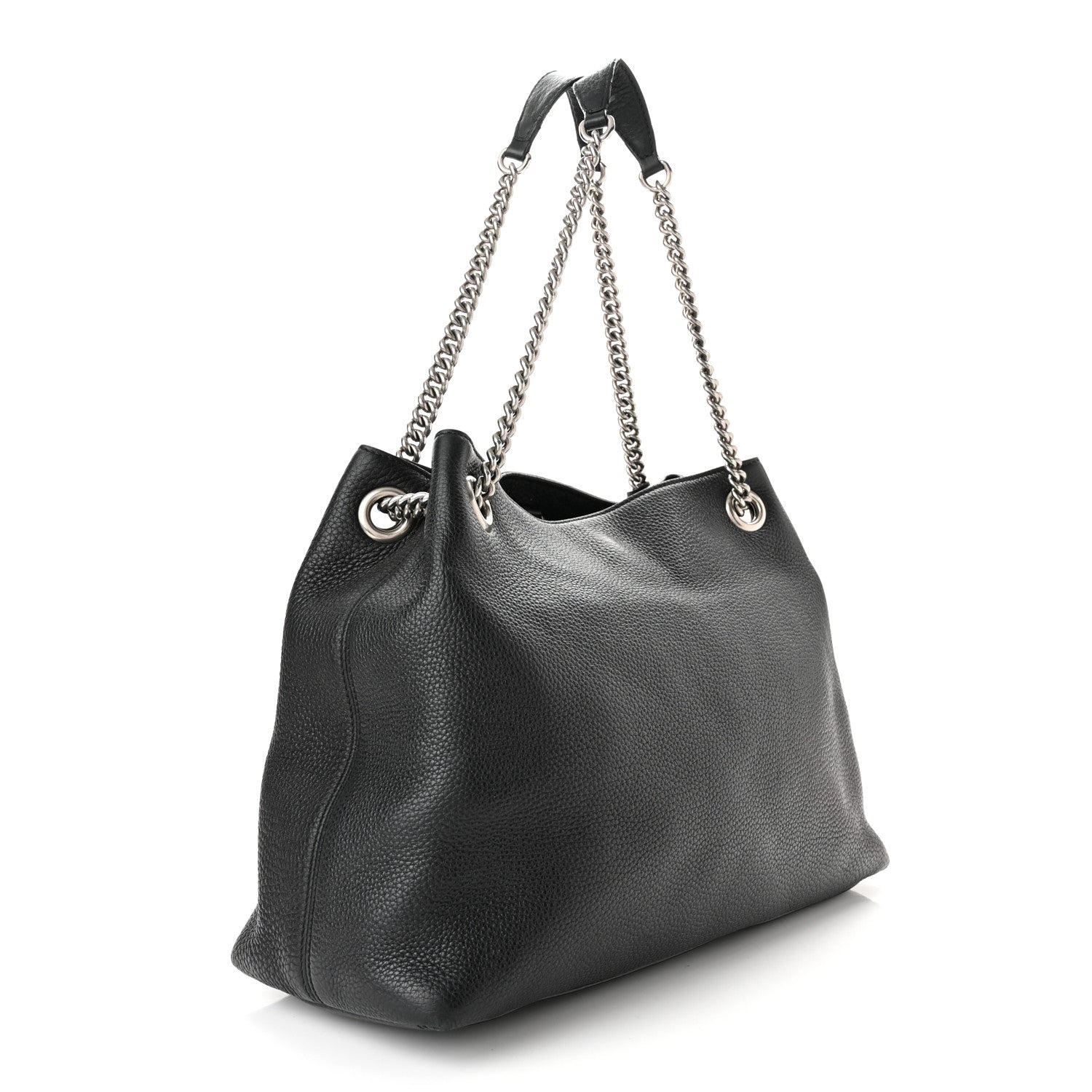 Gucci Pebbled Calfskin Studded Medium Soho Chain Shoulder Bag Black 3 of 10