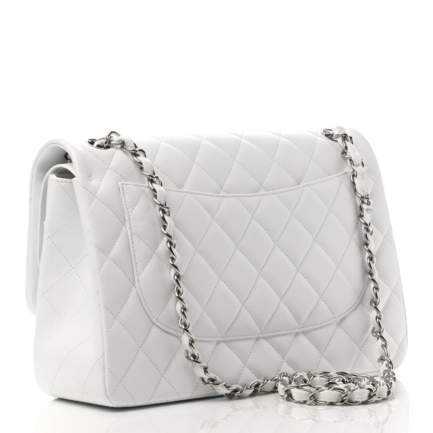 Caviar Quilted Jumbo Double Flap White