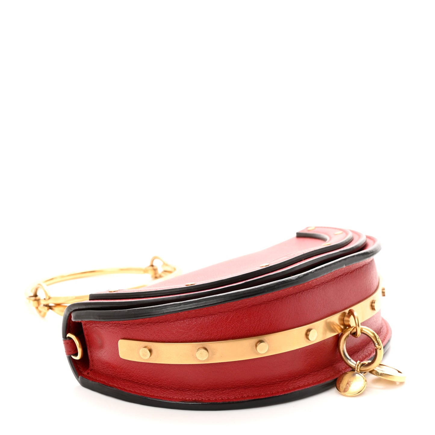 Calfskin Small Nile Bracelet Minaudiere Bag Dahlia Red