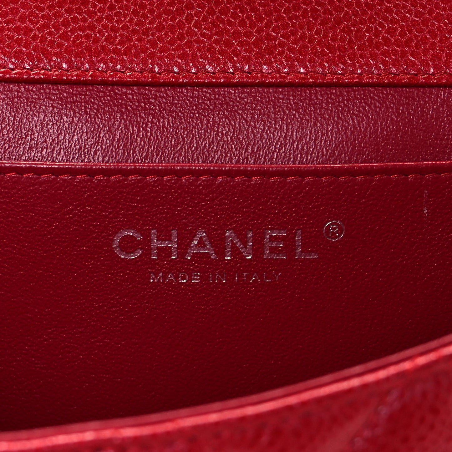 Caviar Quilted Clutch With Chain Flap Red