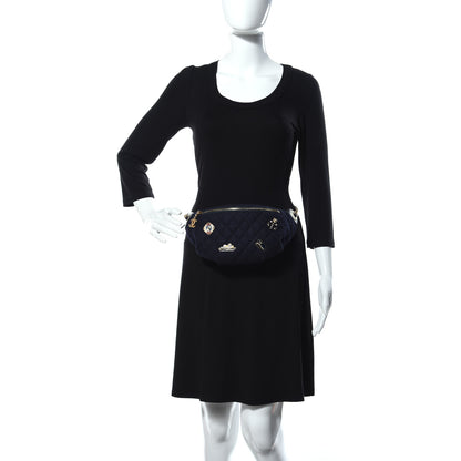Chanel Wool Lambskin Quilted Paris Hamburg Charms Waist Bag Dark Navy 2 of 13