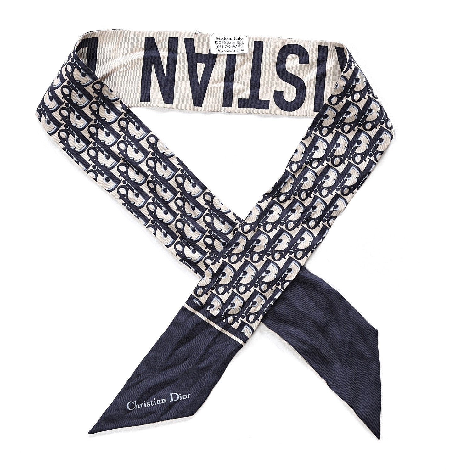 Christian Dior Silk Oblique Mitzah Scarf Blue 1 of 3