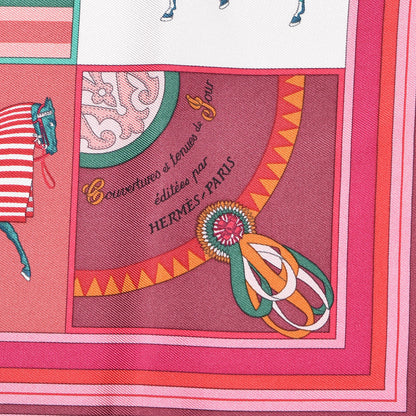 Hermes Silk Couvertures Nouvelles Pocket Square Fuchsia Vert Rose 3 of 5
