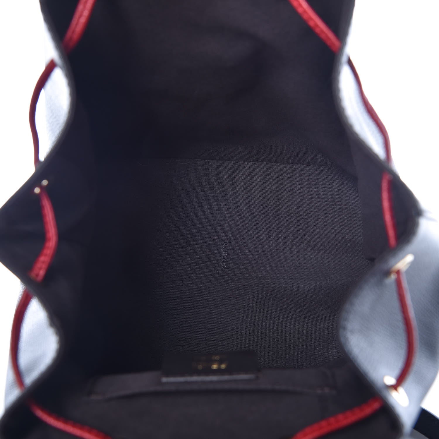 Fendi Vitello Cruise Bi-Color FF 1974 Embossed F is Fendi Drawstring Backpack Black Fragola Maya 5 of 10