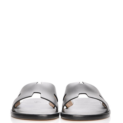 Hermes Calfskin Mens Izmir Sandals 42 Black 2 of 9