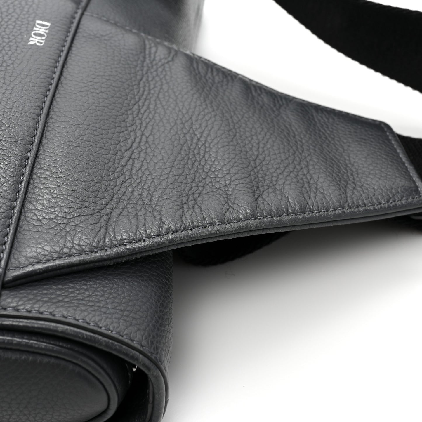Calfskin Atelier Signature Print Mens Saddle Bag Grey