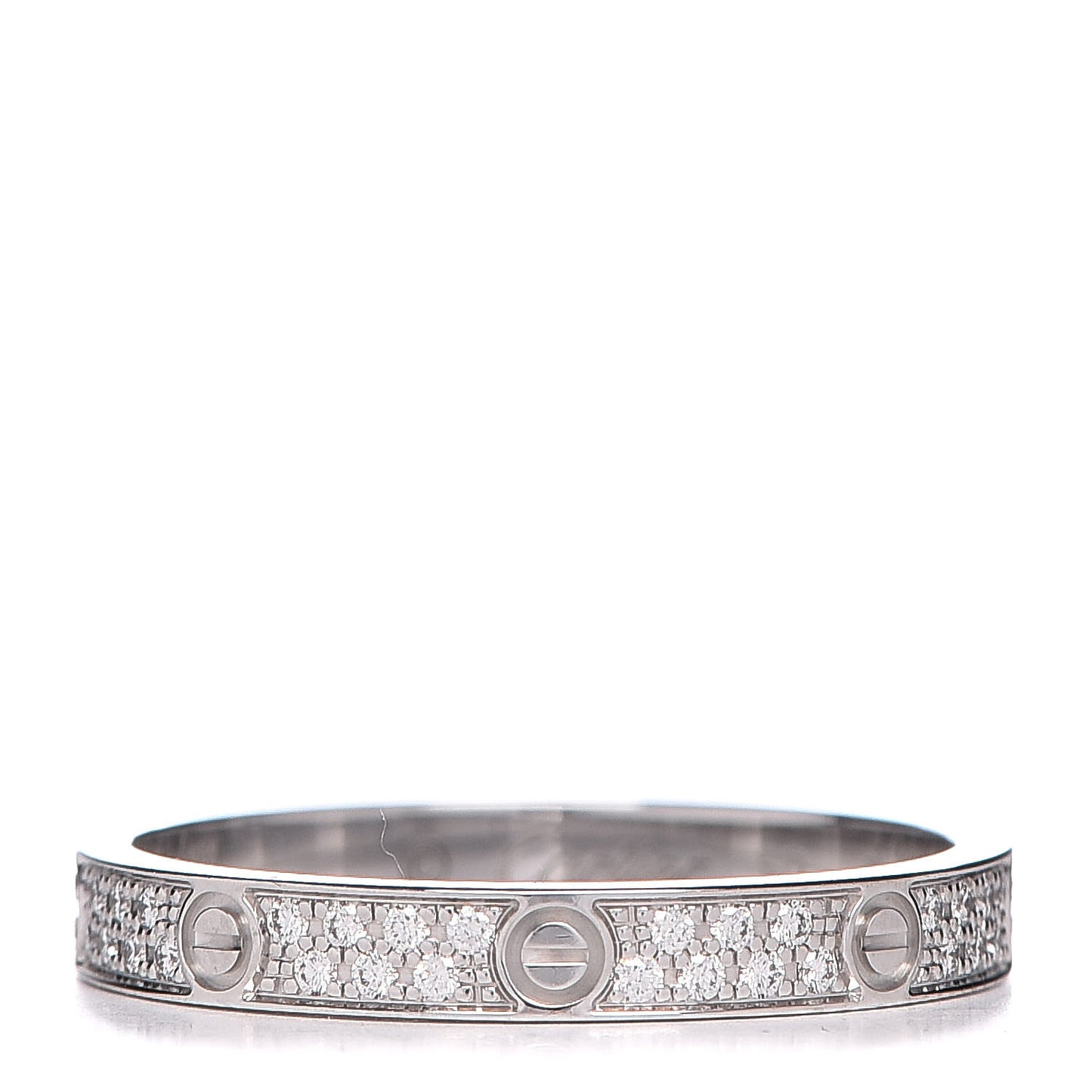 18K White Gold Diamond 2.6mm LOVE Paved Band Ring 50 5.25