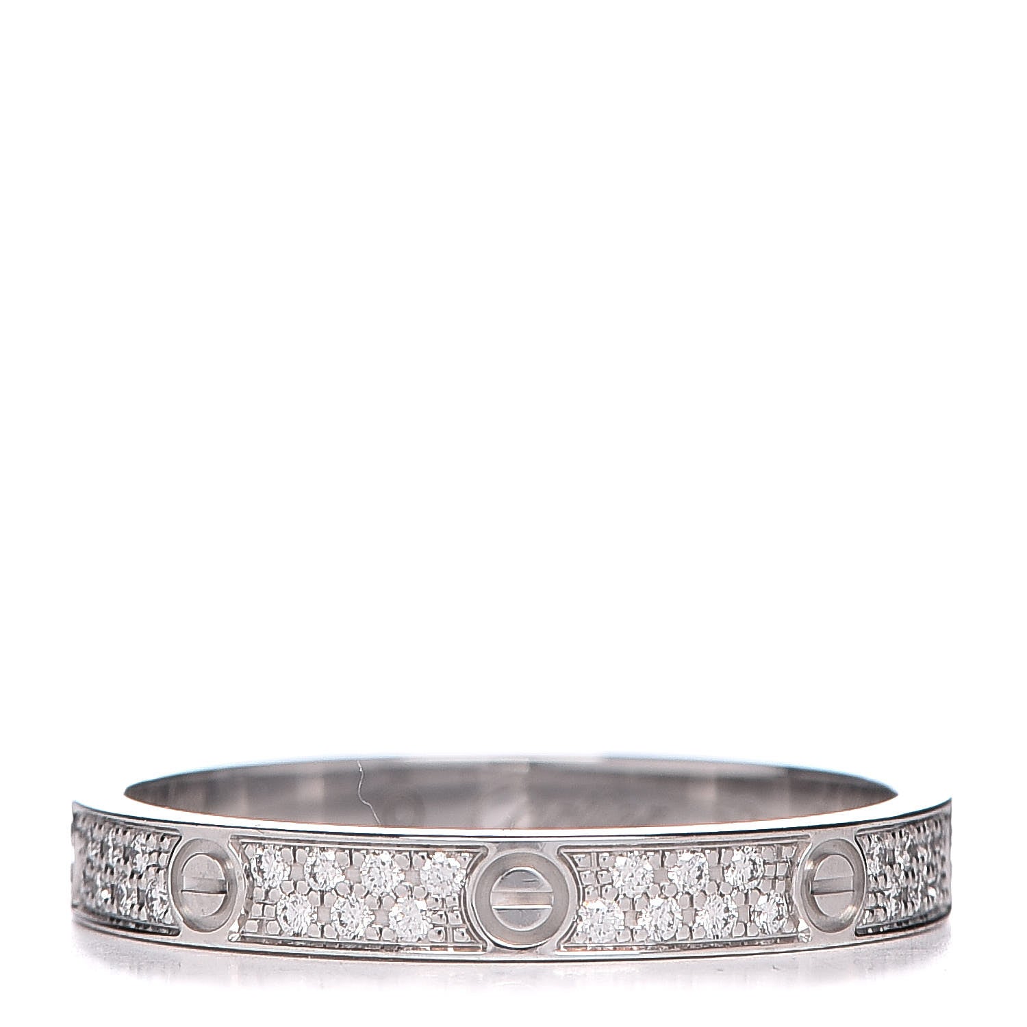 Cartier 18K White Gold Diamond 2.6mm LOVE Paved Band Ring 50 5.25 1 of 5