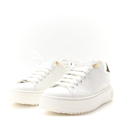 Louis Vuitton Calfskin Debossed Nylon Monogram Time Out Sneakers 36 White 4 of 9