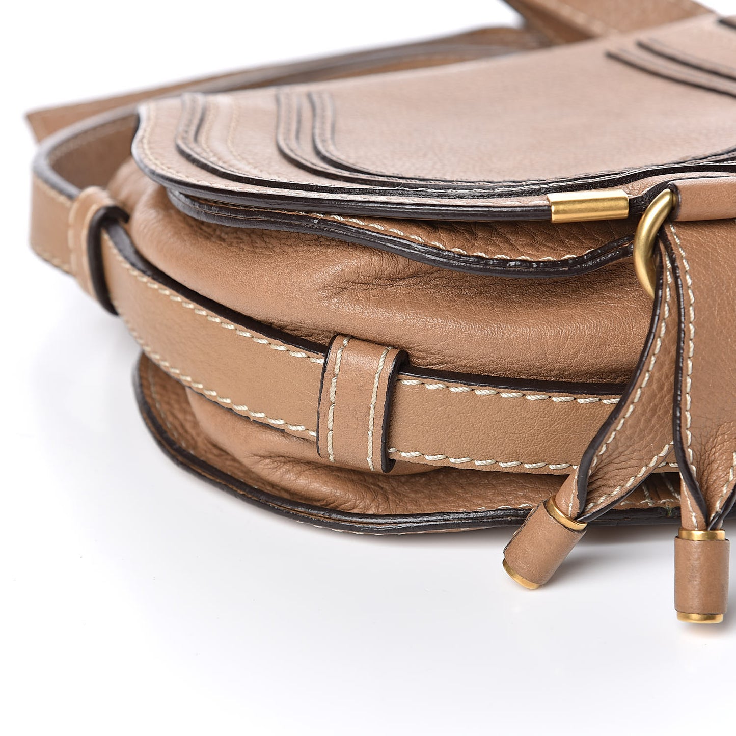 Calfskin Mini Marcie Round Crossbody Bag Nut