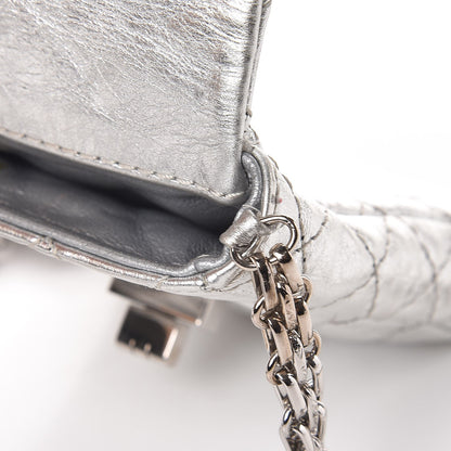Chanel Metallic Aged Calfskin Quilted 2.55 Reissue Phone Case Silver 9 of 10