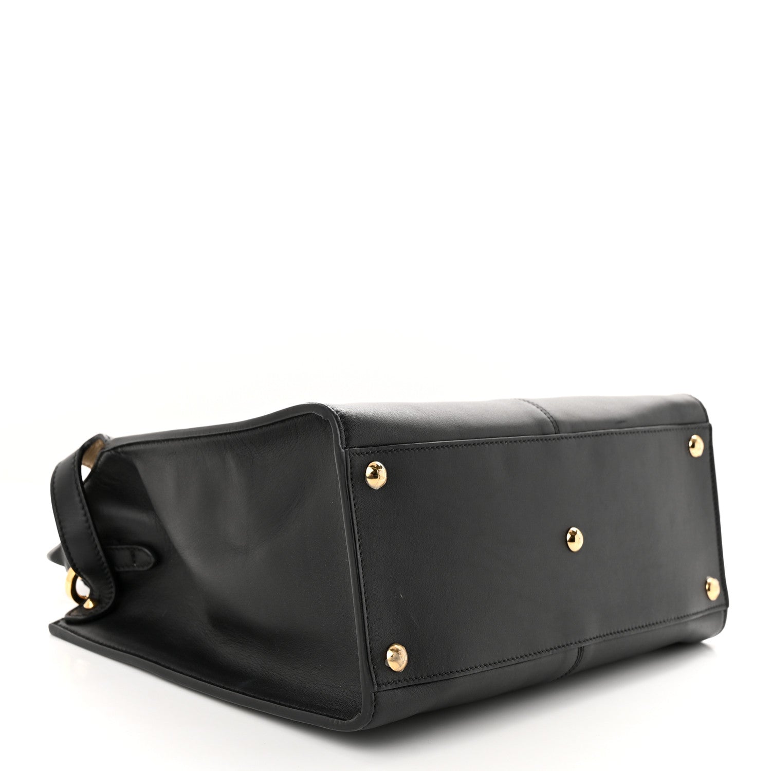 Fendi Vitello Seta Glazed Fabric FF 1974 Medium Peekaboo X-Lite Black Mogano Panna 4 of 9